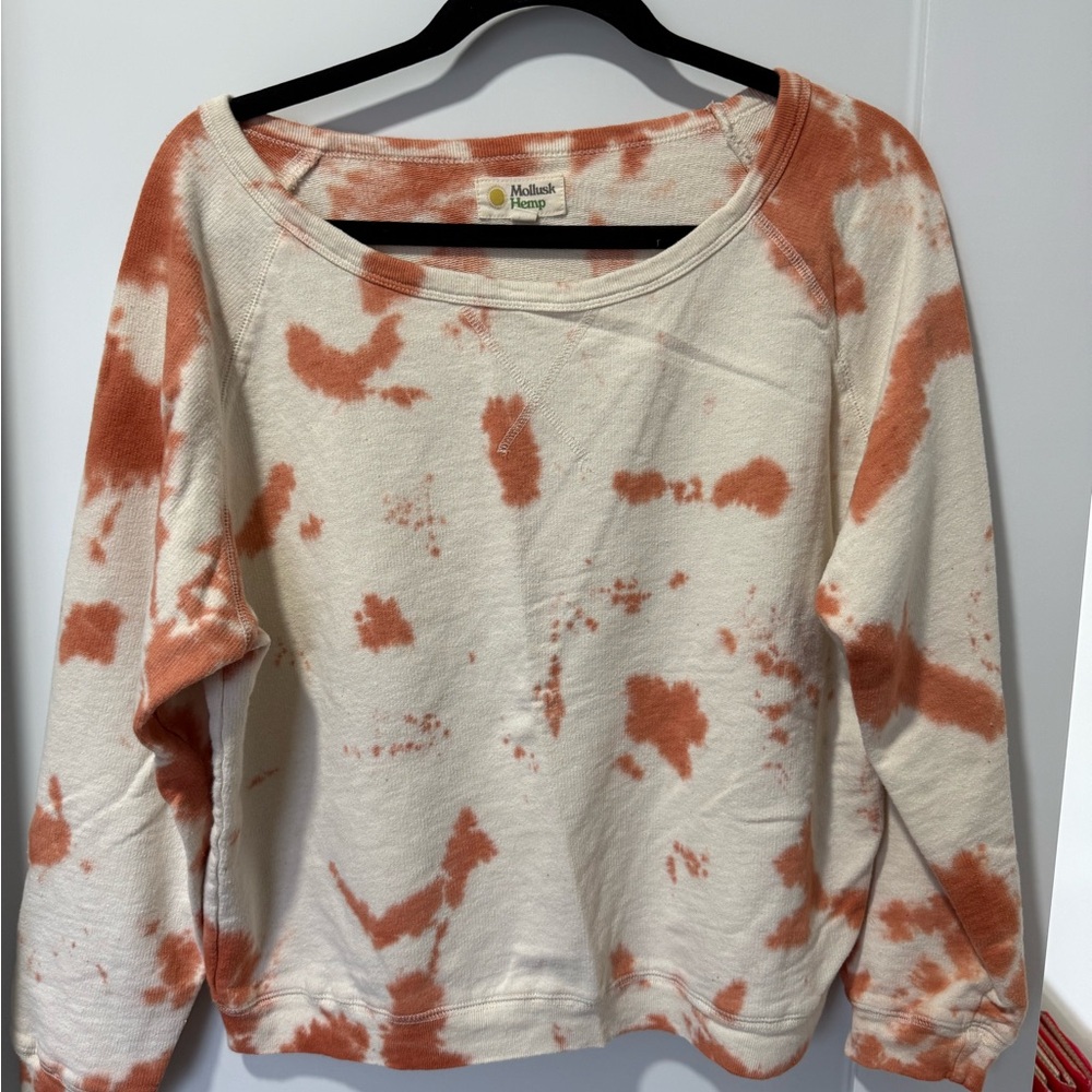 Mollusk Hemp Women's Cream & Rust Tie-Dye Sweatshirt
